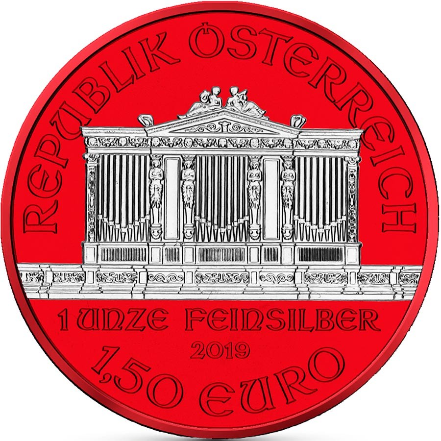 Austria VIENNA PHILHARMONIC RED SPACE series SPACE EDITION €1.5 Euro Silver Coin 2019 Galvanic plated 1 oz